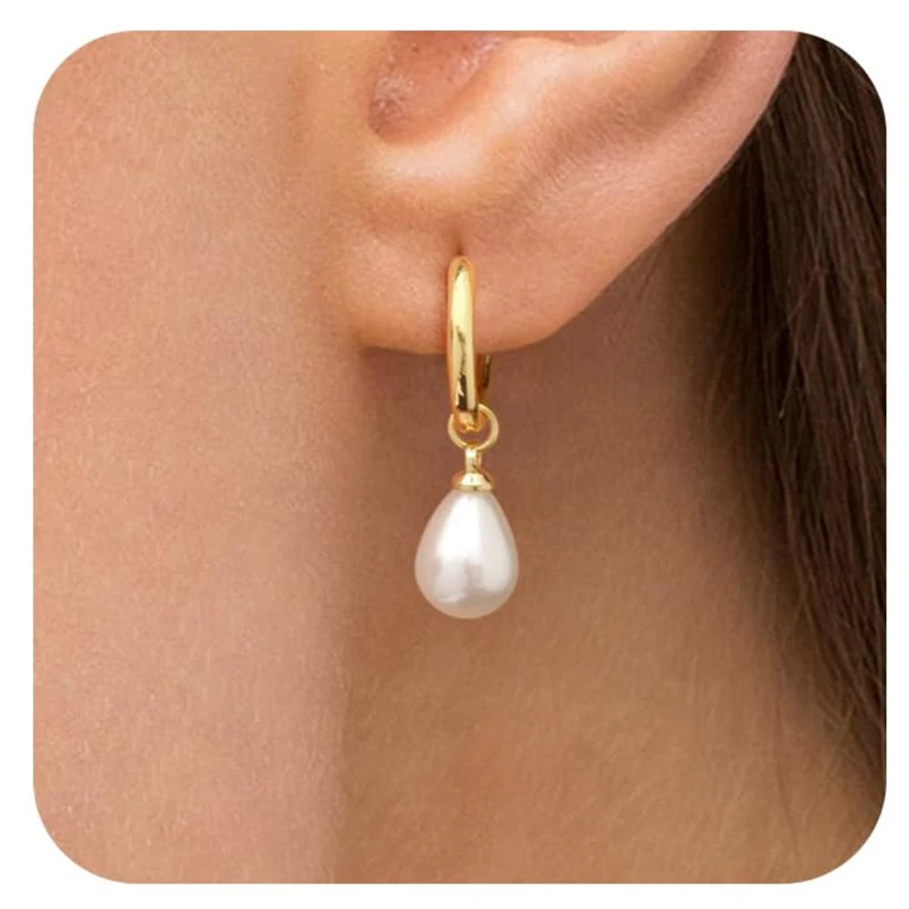 14K Elegant Pearl Hoops