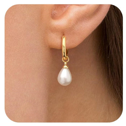 14K Elegant Pearl Hoops